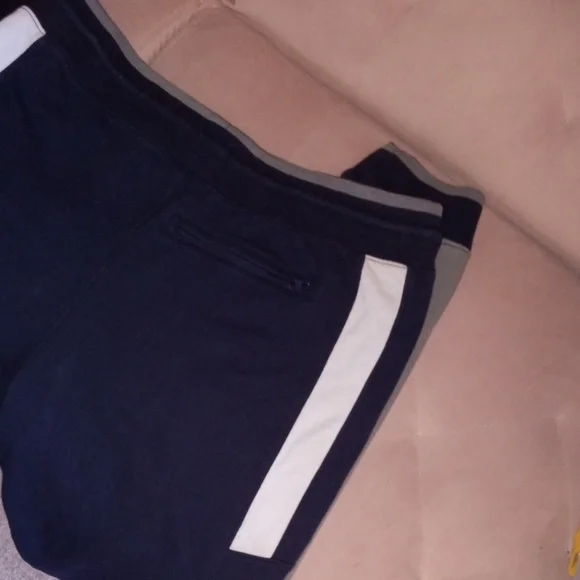 Jordan Craig Blue Jogger Pants White & Gray Side Stripe and Zipper Pockets XL